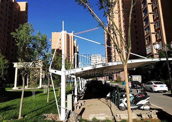 膜結(jié)構(gòu)自行車(chē)棚-甘肅張掖德和園小區(qū)交付使用